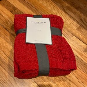Threshold Red Knit Throw Blanket NWT Blanket